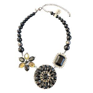 Large Black Beaded Statement Necklace